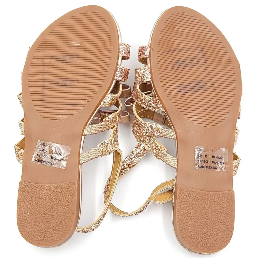 Olivia Miller Little Girls Flat Slingback Sandals Size US 2 Rose Gold Glitter